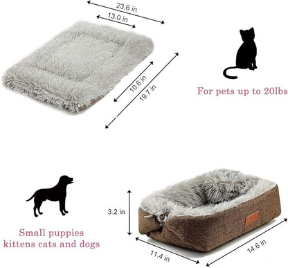 Cat Bed Small Dog Bed Self Warming Cat 24''X20'' (Khaki)