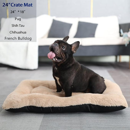 24 Inch Dog Crate Bed for Small Dogs Fit Metal Dog Crates,Ultra Soft Dog Bed for Crate 24x18 Washable with Anti-Slip Bottom,Pet Kennel Pad Mat for 24 Inch Cage Flat Puppy Mattress,Light Brown