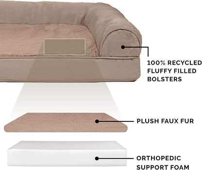 Furhaven Orthopedic Dog Bed for Large Dogs w/ Removable Bolsters & Washable Cover 125 lbs