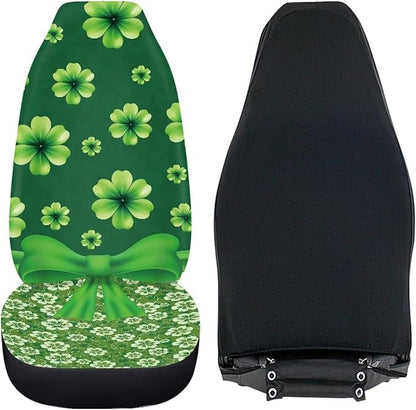 St. Patrick's Day Green Grass Bow Tie Car Seat Cover for Women Men