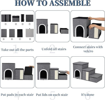 Dog Stairs for High Bed and Couch 4 IN 1 Foldable 180LBS