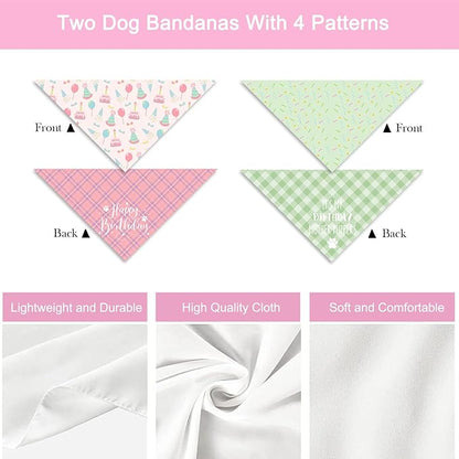 Birthday Dog Bandanas Reversible Large 2 Pack