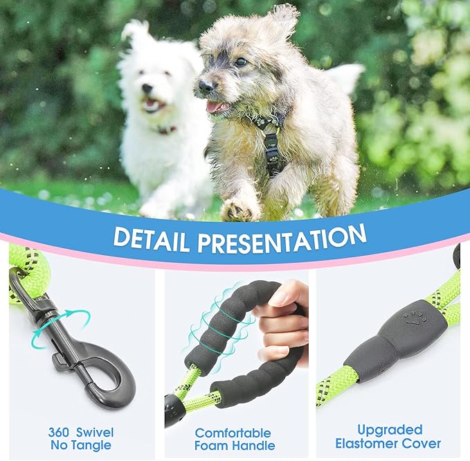 BAAPET 2/4/5/6 FT Dog Leash with Comfortable Padded Handle and Highly Reflective Threads for Small Medium and Large Dogs (5FT-1/3''