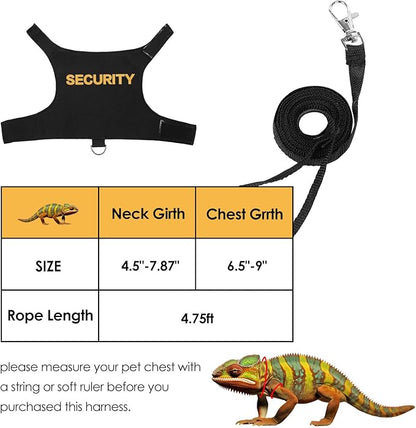 Bearded Dragon Lizards Clothes with Leash,Set for Small Pets Reptiles Guinea Pig Apparel Lizards Outdoor Walking Training Harness Leash Hand-Made Security Costume Photo Prop