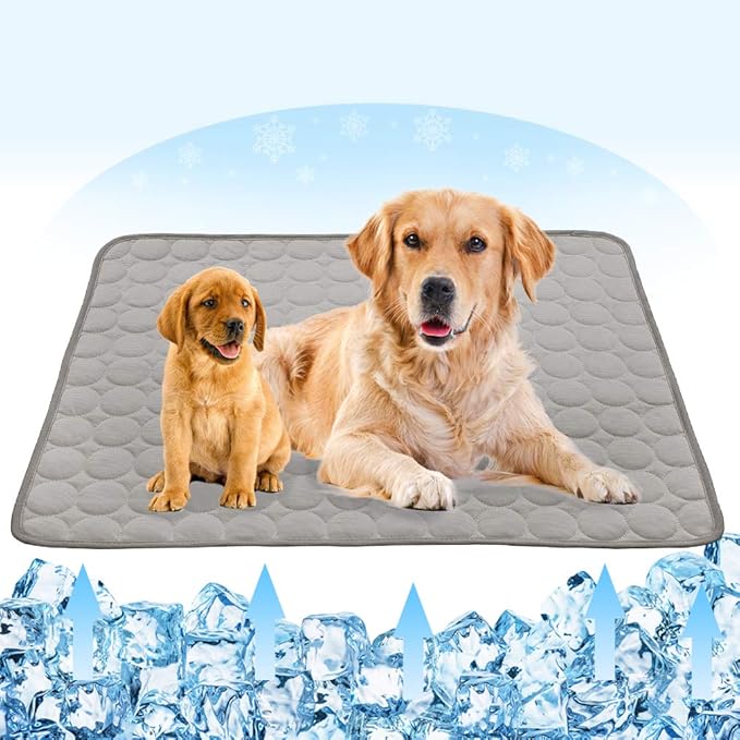 VeMee Summer Cooling Mat for Dogs Cats Ice Silk Self Dog Cooling Mat Breathable Pet Crate Pad Portable & Washable Pet Cooling Blanket for Outdoor or Home (40 X 28in