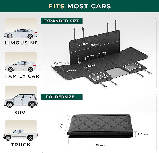 Dog Car Seat Cover for Back Seat 420 Pounds,Waterproof