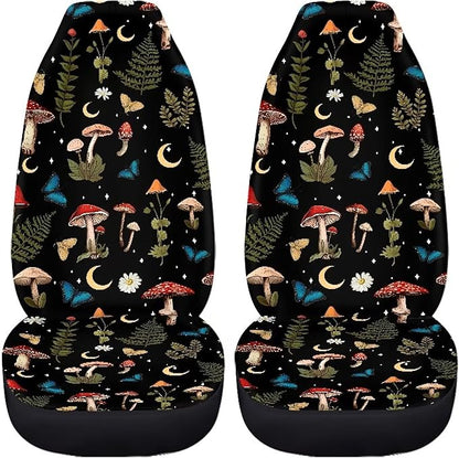 Mushroom Daisy Print Car Seat Covers Front Seats Only Set for Women Men