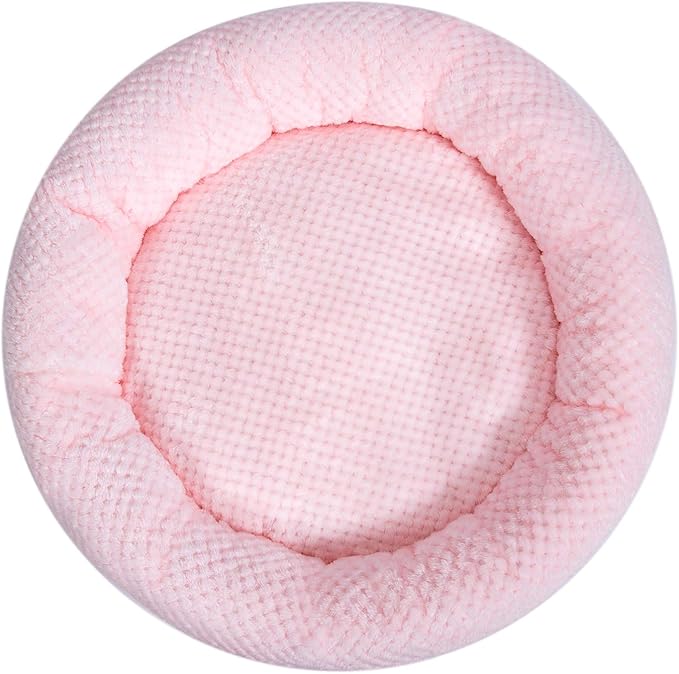 WONDER MIRACLE Fuzzy Deluxe Pet Beds, Super Plush Dog or Cat Beds Ideal for Dog Crates, Machine Wash & Dryer Friendly (24" x 24", Pink)