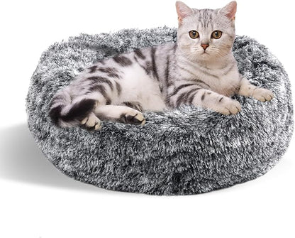 Aurako Cat Bed Dog Bed Round Cushion Pet 16" Black