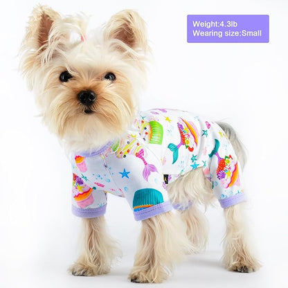 Dog Pajamas for Small Dogs Boy Girl Cute Dog Clothes Soft Stretch Chihuahua Yorkie Clothes Onesies Summer Puppy Pajamas XS-XXL, Pet Dog Pjs Outfits Shirts Pet Cats Jammies Sleeper (Small, Cake purple)