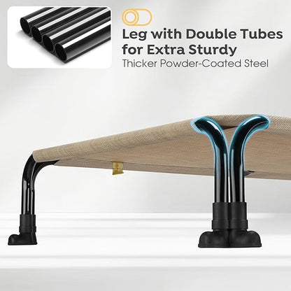 Veehoo Elevated Dog Bed 35" x 22", Beige