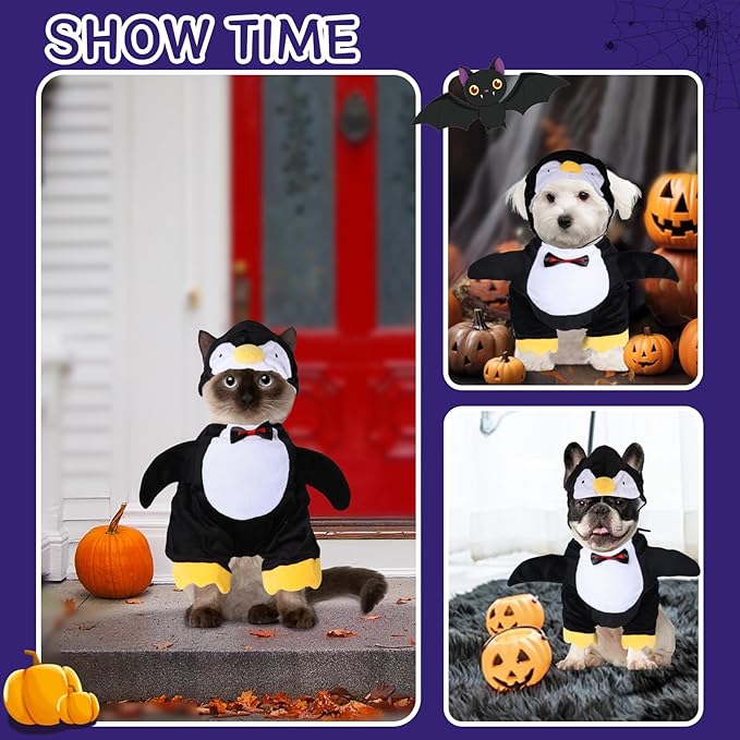 DELIFUR Dog Halloween Penguin Costume - Adorable Pet Clothes Animal Cosplay Halloween Costume for Medium Dogs Holiday Funny Outfits (Penguin, Large)