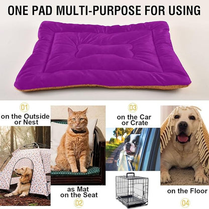 Purple Solid Color Pet Bed Pad Soft Dog Bed Mat with Anti-Slip Bottom
