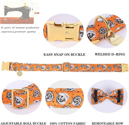 DOGWONG Fall Dog Collar with Bowtie
