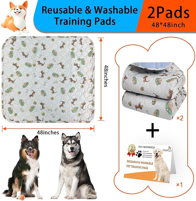 Washable Pee Pads for Dogs 2Pack 48''x48''