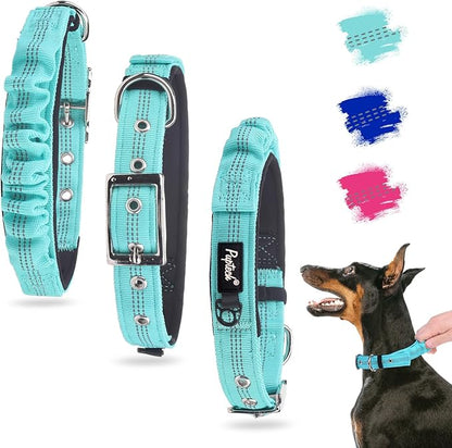 PUPTECK Heavy Duty Dog Collar with Handle Bungee for Small Medium Large Dogs