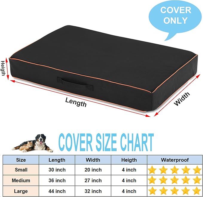 Waterproof Dog Bed Cover Washable, Heavy Duty Durable Oxford Universal Pet Dog Bed Replacement Protector Cover