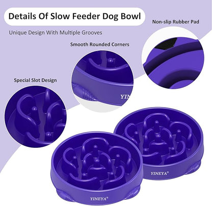 4 Cups Slow Feeder Dog Bowls Large Breed, Dog Slow Feeder Bowl, Large Dog Bowl Slow Feeder, Maze Dog Food Bowl Slow Feeder, Dog Puzzle Feeder, Pet Food Slow Eating Dowl Bowl 1Pcs (Purple)