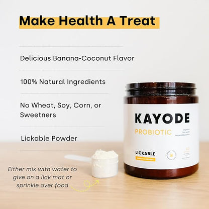 Kayode Lickable Probiotics for Dogs - Strong Dog Digestive Aid & Dog Diarrhea Relief. for Dog Lick Mats Or As Food Topper. Tasty Banana Coconut Flavor. 7 Dog Probiotic Strains.