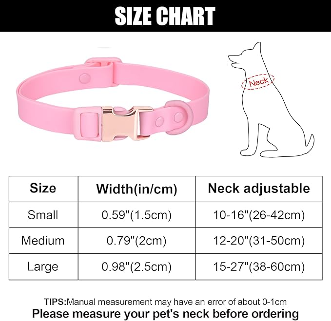 Waterproof Dog Collar with Safety Metal Buckle