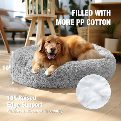 Veehoo Calming Dog Bed for Large Medium Dog 100 lbs 36", Light