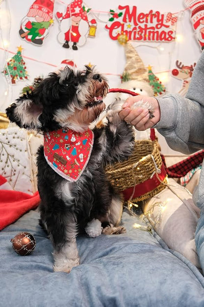 Lionet Paws Christmas Dog Bandana Washable Cotton Handkerchief