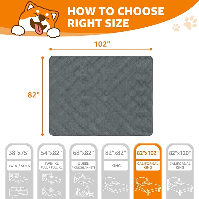 LOOBANI Waterproof Dog Blanket 2 Pack 82X102in, Dark