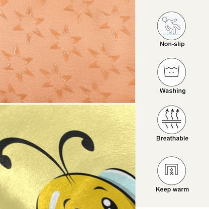 Cute Honey Bee Cartoon Pet Bed Pad Soft Dog Bed Mat with Anti-Slip Bottom 36'' x 24''