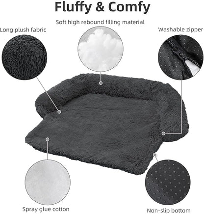 Calming Dog Bed Fluffy Plush Dog Mat for Furniture Protector with Removable Washable Cover for Large Medium Small Dogs and Cats (Extra Large(53x39.3x6)