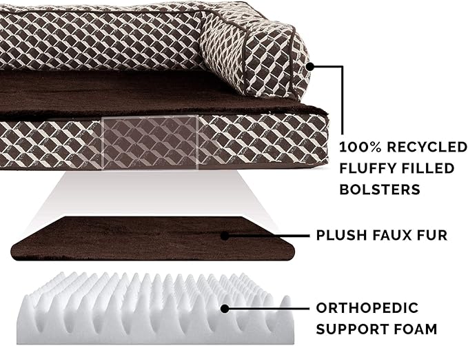 Furhaven Orthopedic Dog Bed for Large Dogs w/ Removable Bolsters & Washable Cover 95 lbs