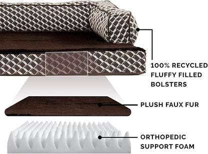 Furhaven Orthopedic Dog Bed for Large/Medium Dogs w/ Removable Bolsters & Washable Cover 55 lbs