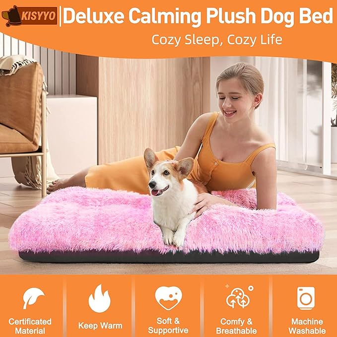 KISYYO Dog Beds for Medium Dogs Fixable Deluxe Cozy Dog Kennel Beds for Crates Washable Dog Bed 30 x 19 x 3 Inches,