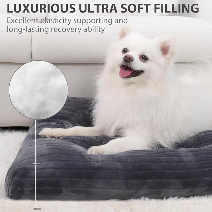 Dog Crate Bed Washable Dog Beds for Small Dogs Deluxe Thick Flannel Fluffy Comfy Kennel Pad Anti-Slip & Anti-Scratch Pet Sleeping Mat 23 x 18 Inch,