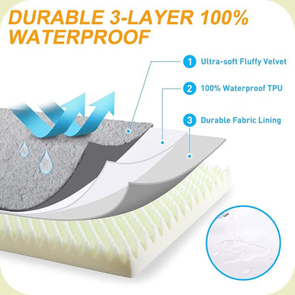 KSIIA Orthopedic Dog Bed Dog Crate Bed Waterproof Dog beds for Small Dogs Deluxe Plush Washable Dog Bed with Egg Crate Foam & Removable Cover 17 x 12 Inch,