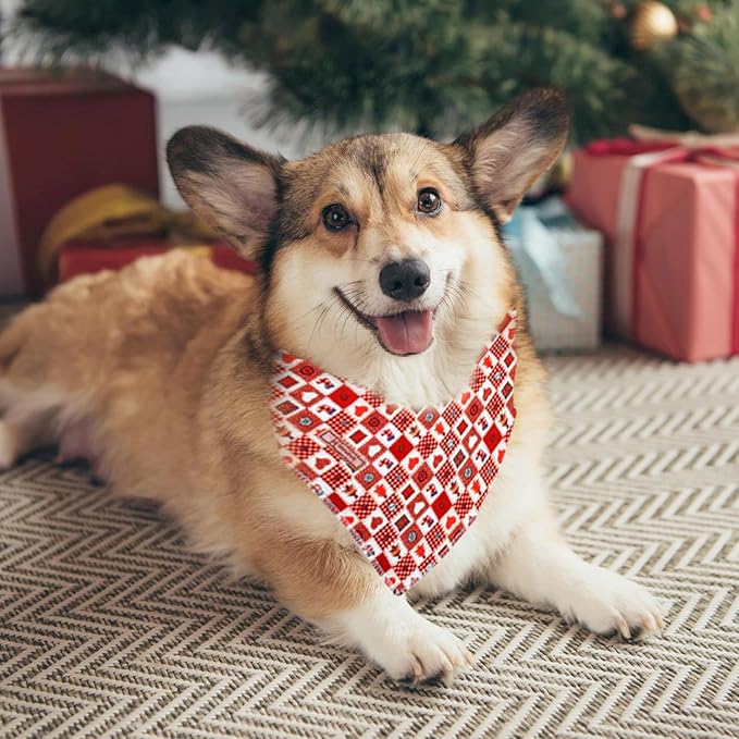 Christmas Day Dog Bandana Red Green Plaid Cotton