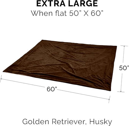 Furhaven Waterproof Throw Blanket for Dogs & Indoor Cats, Washable - Two-Tone Luxe Velvet Dog Blanket - Brownstone, Extra Large/XL