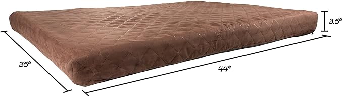 Waterproof Dog Bed - 2-Layer Memory Foam Pet Pad with Removable Machine Wash Cover - 44x35 Crate Mat for Dogs and Puppies by PETMAKER (Brown)