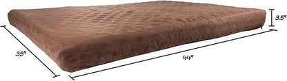 Waterproof Dog Bed - 2-Layer Memory Foam Pet Pad with Removable Machine Wash Cover - 44x35 Crate Mat for Dogs and Puppies by PETMAKER (Brown)