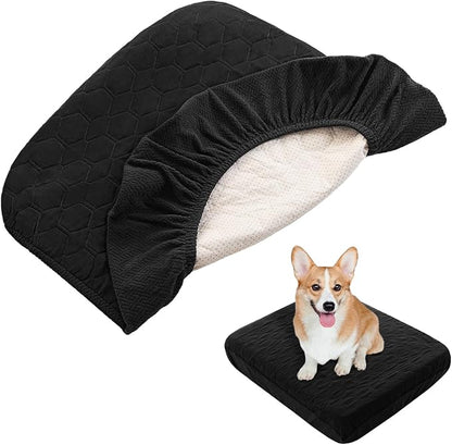 nanbowang Waterproof Dog Bed Covers Replacement Washable Pet Hair Easy to Remove, Dog Pillow Cover Quilted, Pet Bed Cover Lovely Puppy Bed Cover for Dog/Cat 35x44 Black