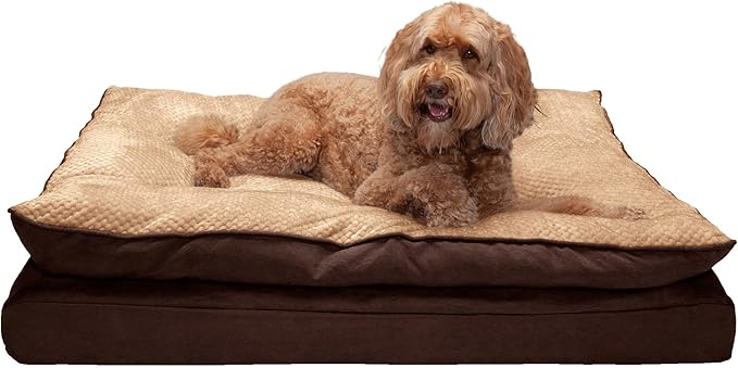 Furhaven Orthopedic Dog Bed for Large Dogs w/ Pillow Cushion Top & Removable Washable Cover 95 lbs