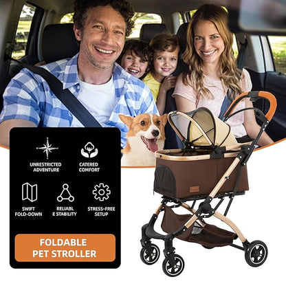 4 in 1 Folding Dog Stroller 4 Wheels