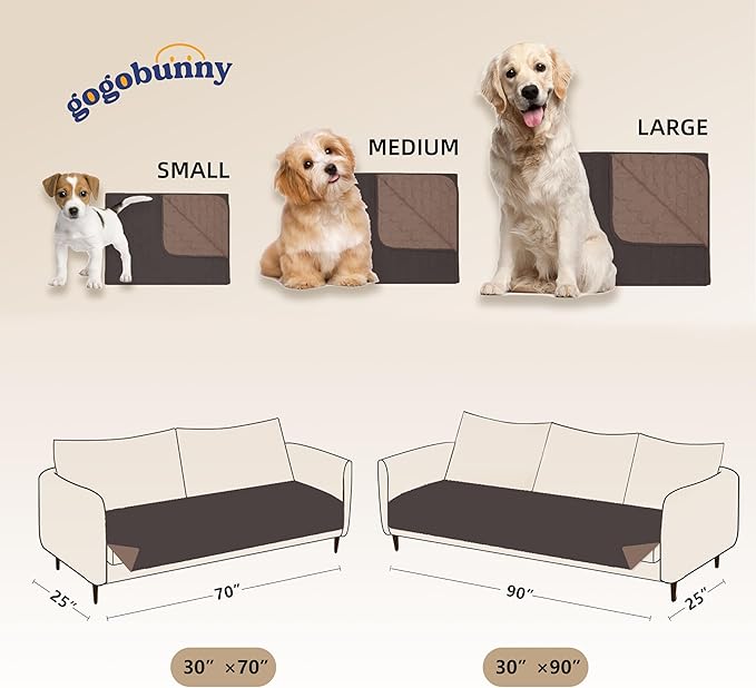 gogobunny 100% Double Sided Waterproof Dog Blanket Soft Pet Bed Cover Reversible Protect Furniture Couch Sofa Car for Puppy Large Dog Cat (Dark Coffee/Light Coffee 30x90 Inch 1))