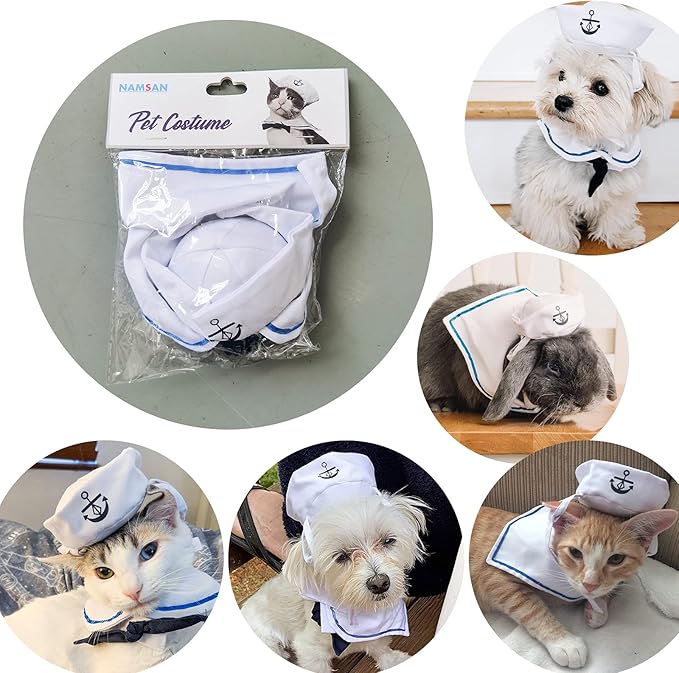 NAMSAN Pet Sailor Costumes for Cats Small Dogs
