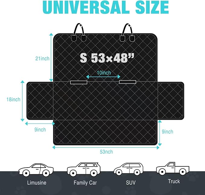 FURRYFECTION Dog Bench Car Seat Cover for Back Seat 600D Heavy