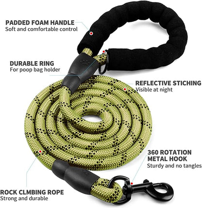 COOYOO Dog Leash 5/6 FT with Comfortable Padded