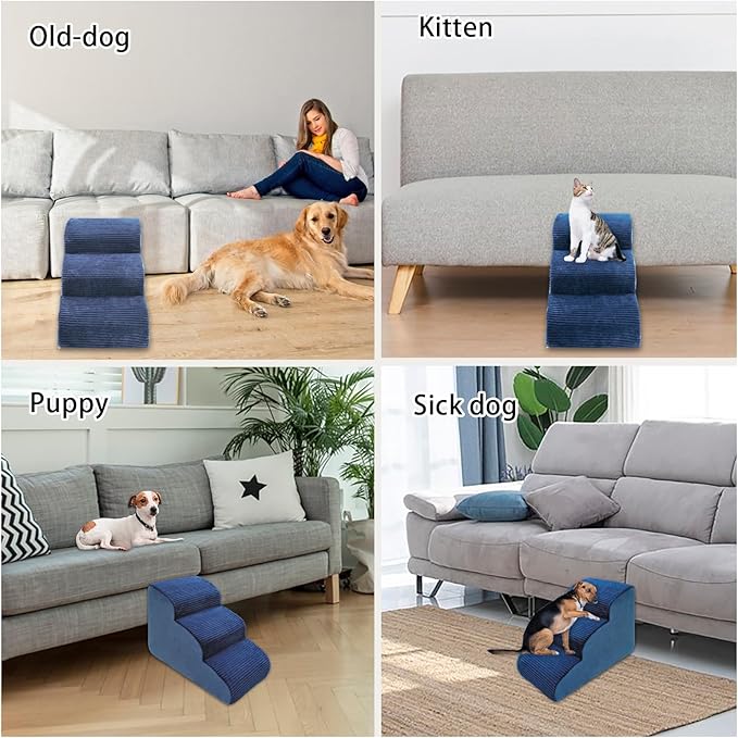 High Density Foam Dog Stairs Steps 17.8’’ Non-Slip 3-Tiers (Navy