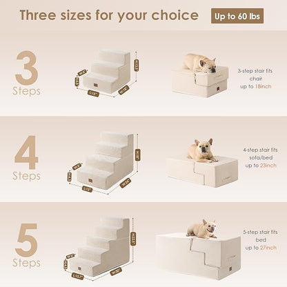 EHEYCIGA Dog Stairs for Small Dogs 13.5" H 3-Step Dog