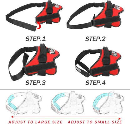 Bolux Dog Harness, No-Pull Reflective Dog Vest, Breathable Adjustable Pet Harness with Handle for Outdoor Walking - No More Pulling, Tugging or Choking (Red, XXL)