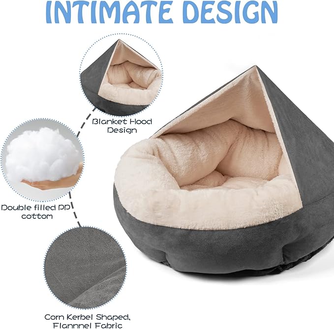 ShinHye Small Dog Bed .Round -Cover Dog Cave Bed (23 * 23 * 6 in,