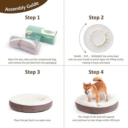 Love's cabin Donut Pet Bed 25in, Burlwood,